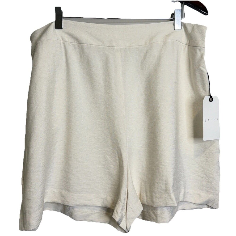 Leith High Rise Shorts XL NWT White Pleated Trouser Coastal Grandmother Elegant
